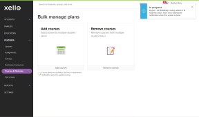 Bulk manage plans page. There is a blue "In progress" notification that says 14 students' course plans are being updated. There is also a progress spinner underneath the "Add courses" tile